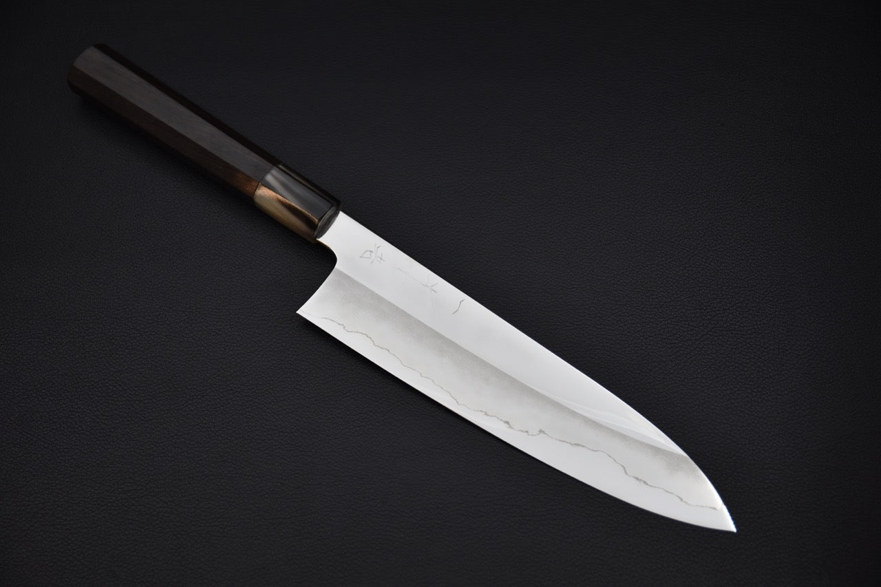 Hitohira Kikuchiyo Rou Ginsan Poli Miroir Gyuto 210mm Ébène
