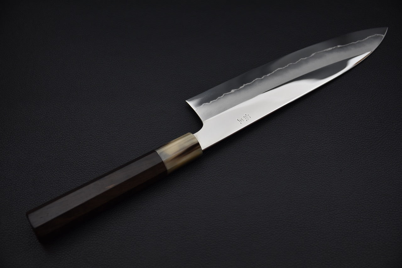 Hitohira Kikuchiyo Rou Ginsan Poli Miroir Gyuto 210mm Ébène