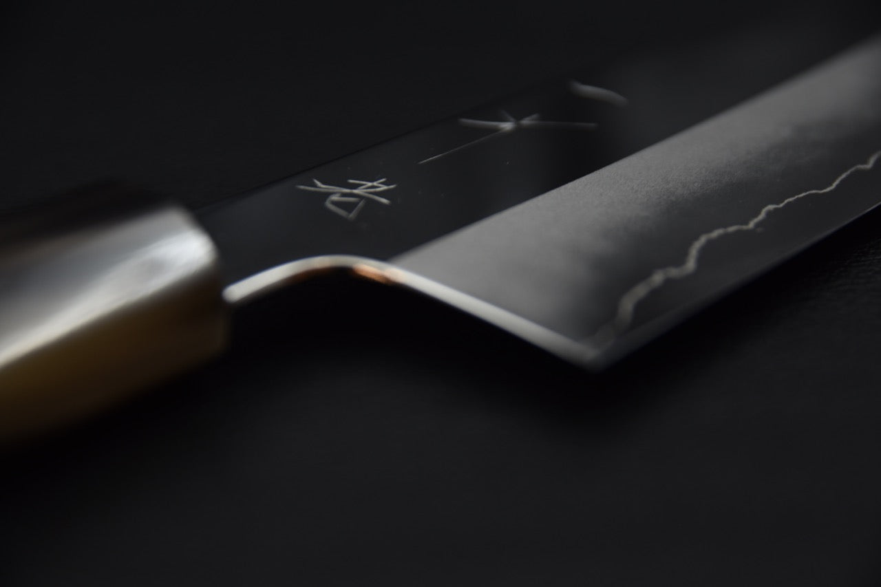 Hitohira Kikuchiyo Rou Ginsan Poli Miroir Gyuto 210mm Ébène