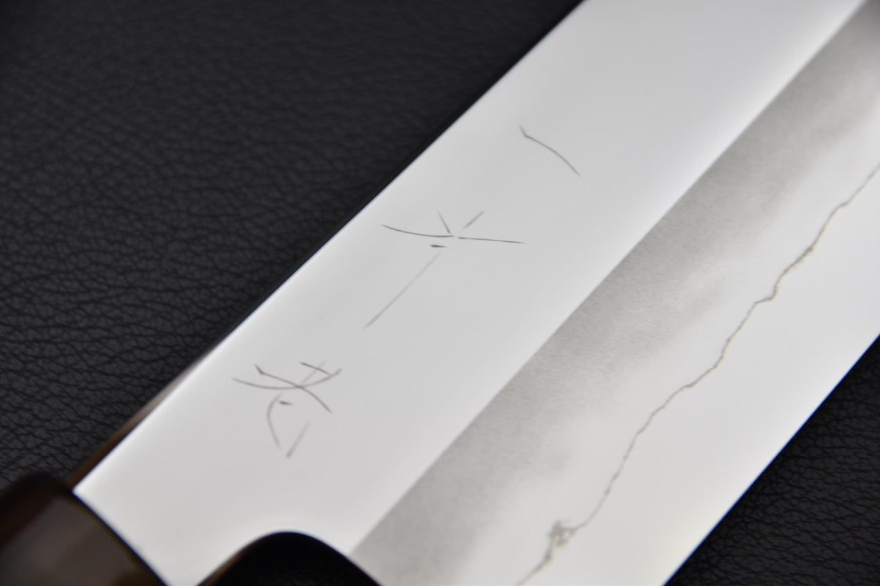 Nakiri japonais haut de gamme en acier inoxydable Ginsan Silver #3, manche ébène