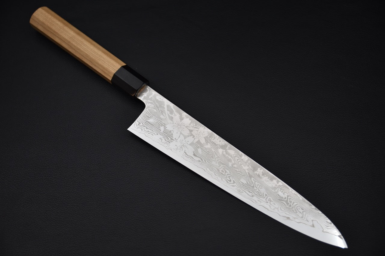 Hitohira Kikuchiyo Rou VG-10 Sakura Damascus Gyuto 240mm