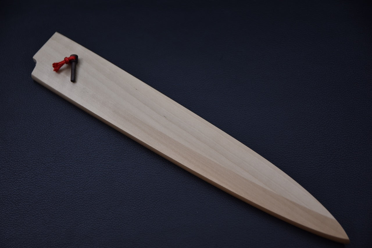 Saya en bois de Ho Hitohira pour couteau Yanagiba 270mm, vu de dessus.