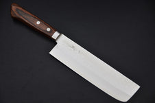 couteau japonais nakiri avec lame martelée tsuchime et manche imitation acajou