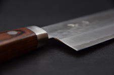 couteau japonais nakiri lame inox martelée et manche acajou vue d’ensemble