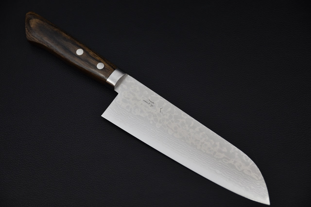 Hitohira NM V10 Damascus Santoku 170mm Pakka