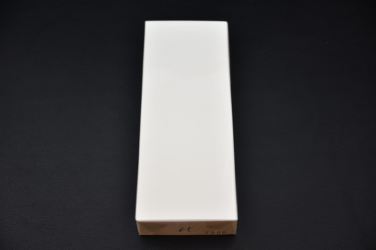 Pierre à aiguiser Hitohira No.02 #3000 vue de dessus – finition blanche