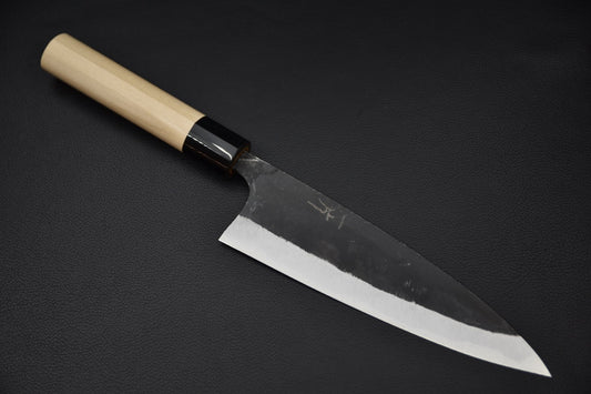 couteau japonais gyuto avec lame kurouchi et tranchant poli