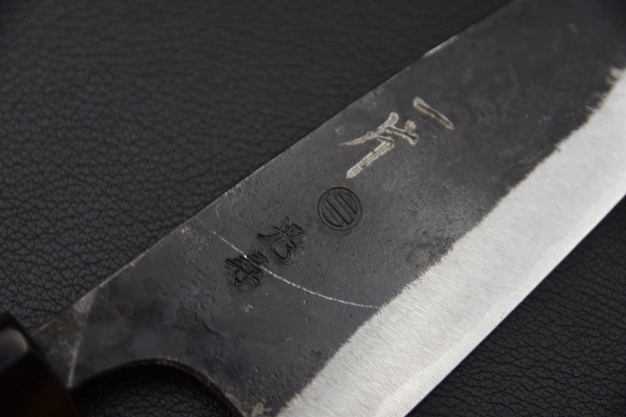 Gyuto japonais compact 135mm en acier carbone White #1, manche traditionnel ho wood D-shape