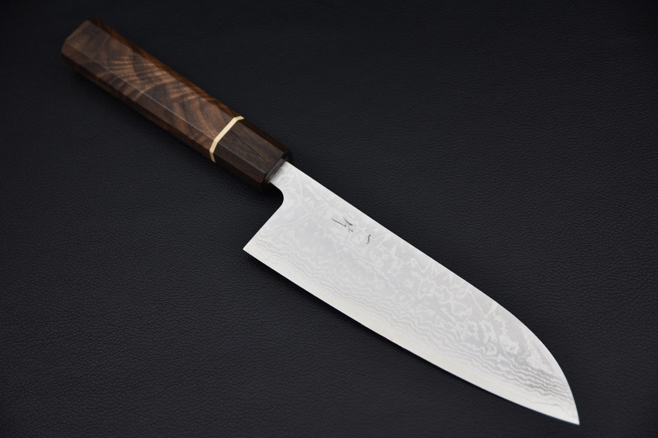 Hitohira Setsu VG-10 Damascus Santoku 165mm Noyer