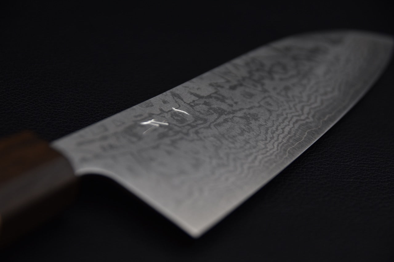 Hitohira Setsu VG-10 Damascus Santoku 165mm Noyer
