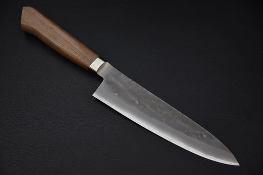 Couteau japonais gyuto 180mm Hitohira TD Aogami #2 nashiji, vue rapprochée de la lame texturée — Stay Sharp Montréal.