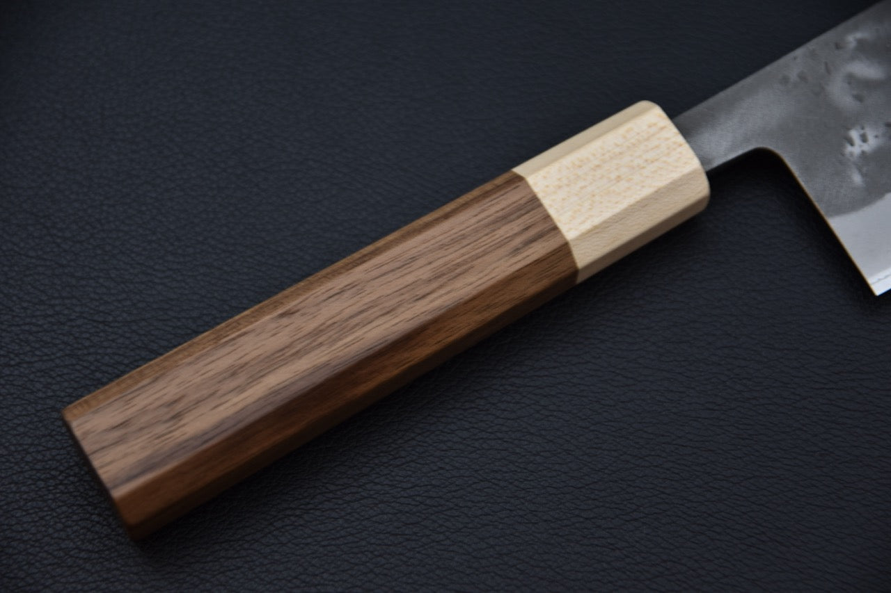 Détail du tranchant poli du couteau japonais Nakiri 165 mm Blue #2 — Stay Sharp Montréal.