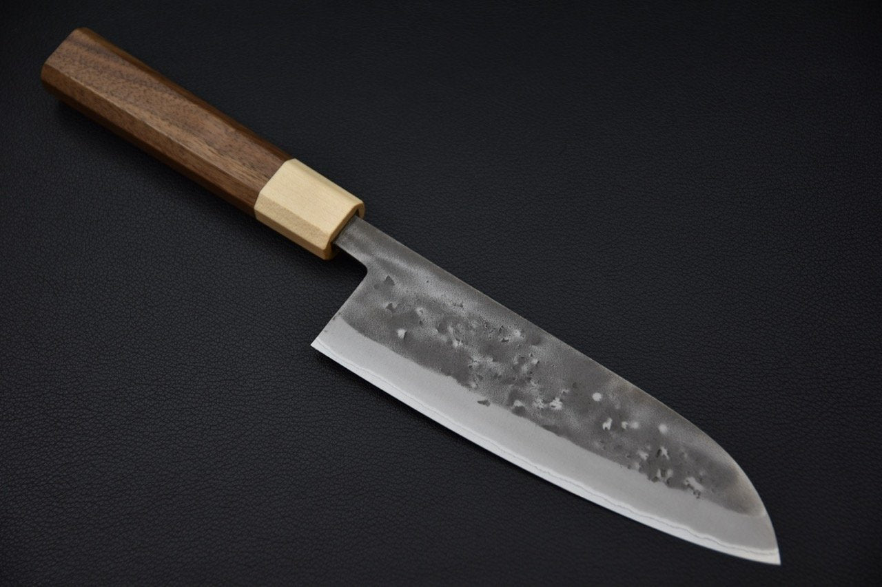 Hitohira TD Blue #2 Stainless Clad Nashiji Santoku 165mm Walnut Handle (1).jpeg,Photo principale du couteau japonais