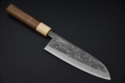 Hitohira TD Blue #2 Stainless Clad Nashiji Santoku 165mm Walnut Handle (1).jpeg,Photo principale du couteau japonais