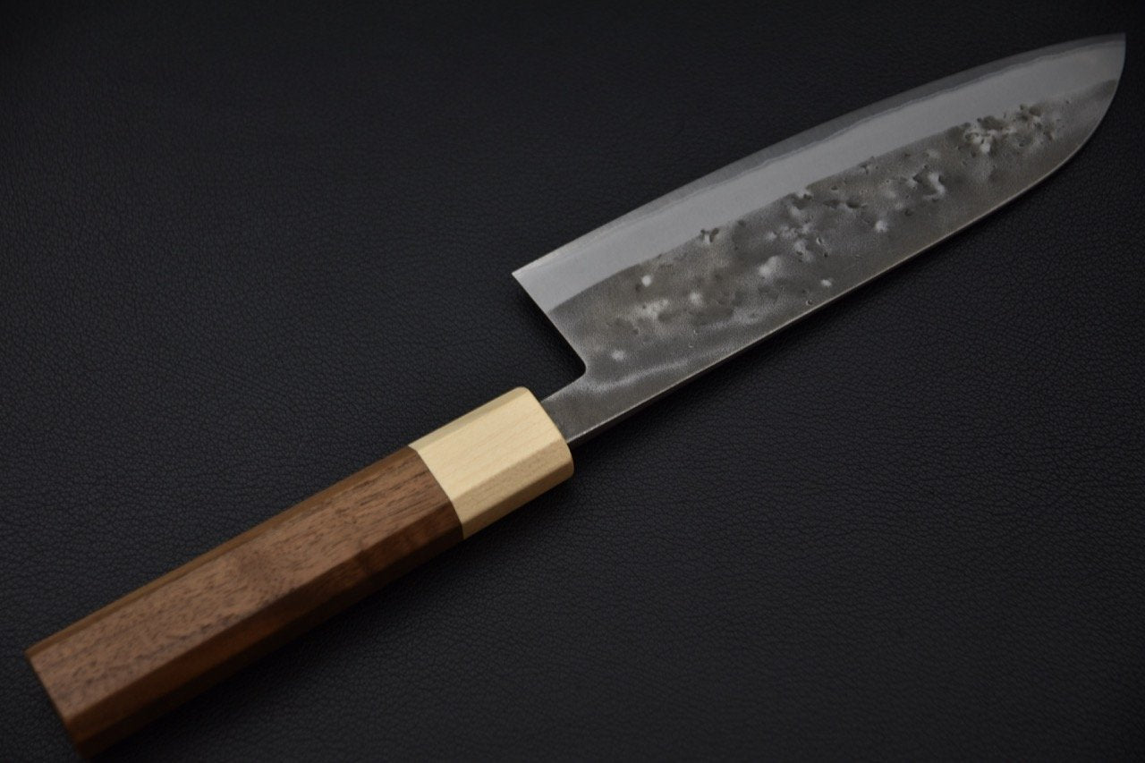 Hitohira TD Aogami #2 Stainless Clad Nashiji Santoku 165mm Noyer