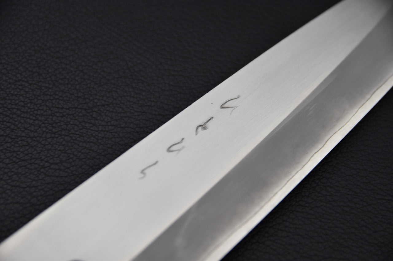 Gyuto japonais 165mm en acier SLD semi-inox, lame finition migaki, manche noyer