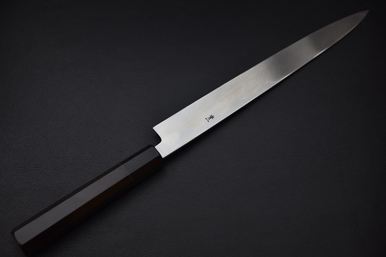 couteau japonais yanagiba lame unilatérale biseau droit manche octogonal

