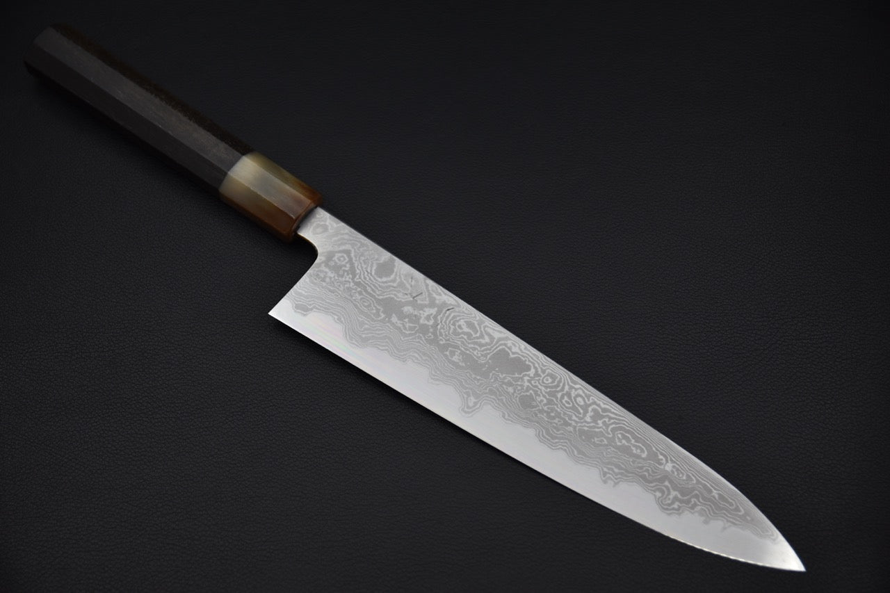Hitohira Tanaka Kyuzo Aogami #1 Damascus Gyuto 240mm Ébène Taihei