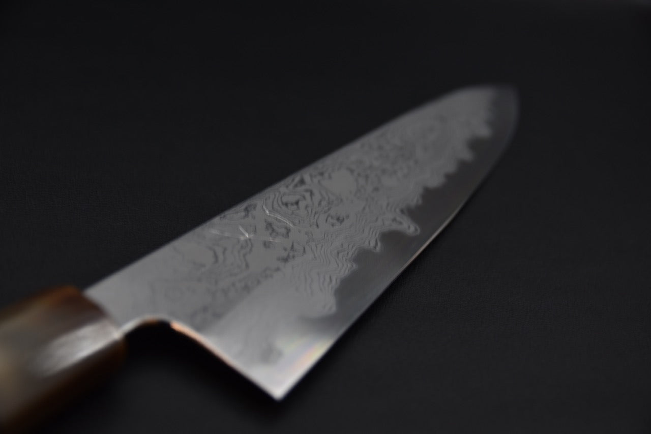 Hitohira Tanaka Kyuzo Aogami #1 Damascus Gyuto 240mm Ébène Taihei