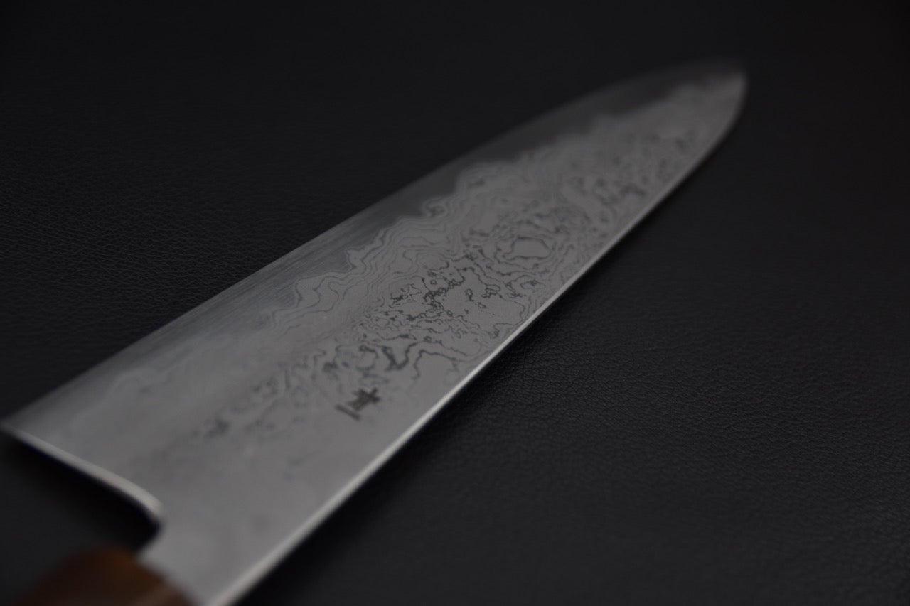 Hitohira Tanaka Kyuzo Aogami #1 Damascus Gyuto 240mm Ébène Taihei