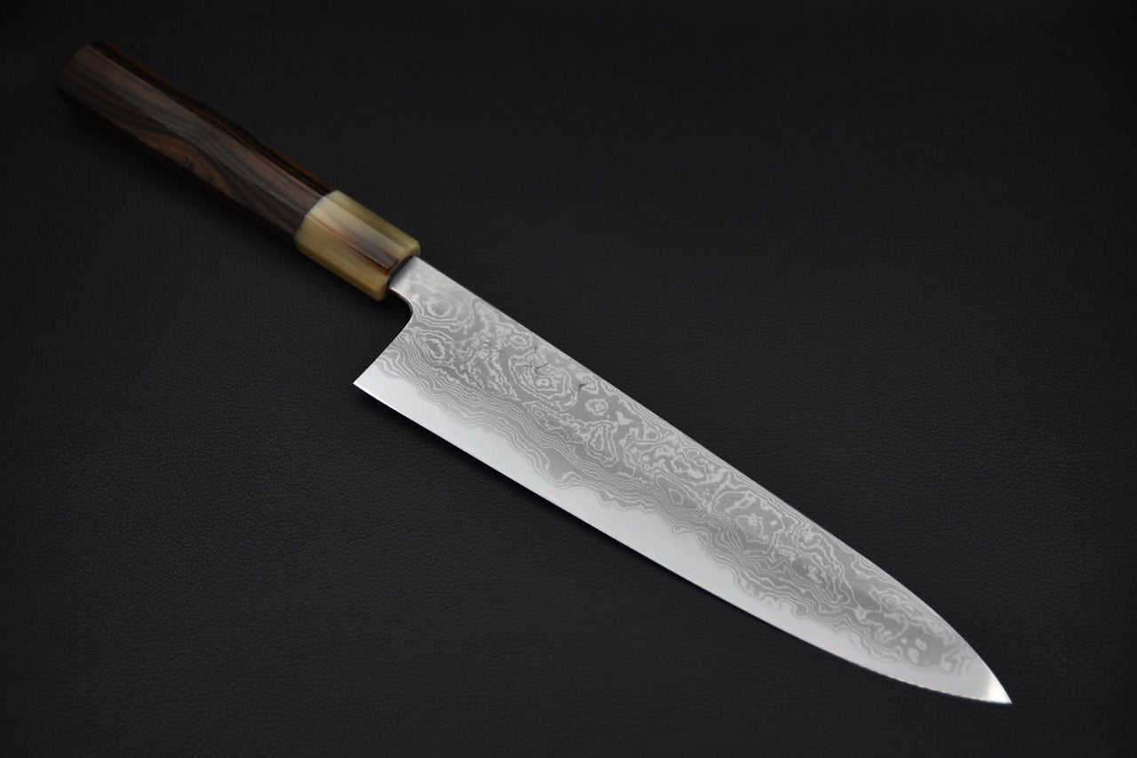 Hitohira Tanaka Kyuzo Aogami #1 Damascus Gyuto 240mm Ébène de Macassar Taihei