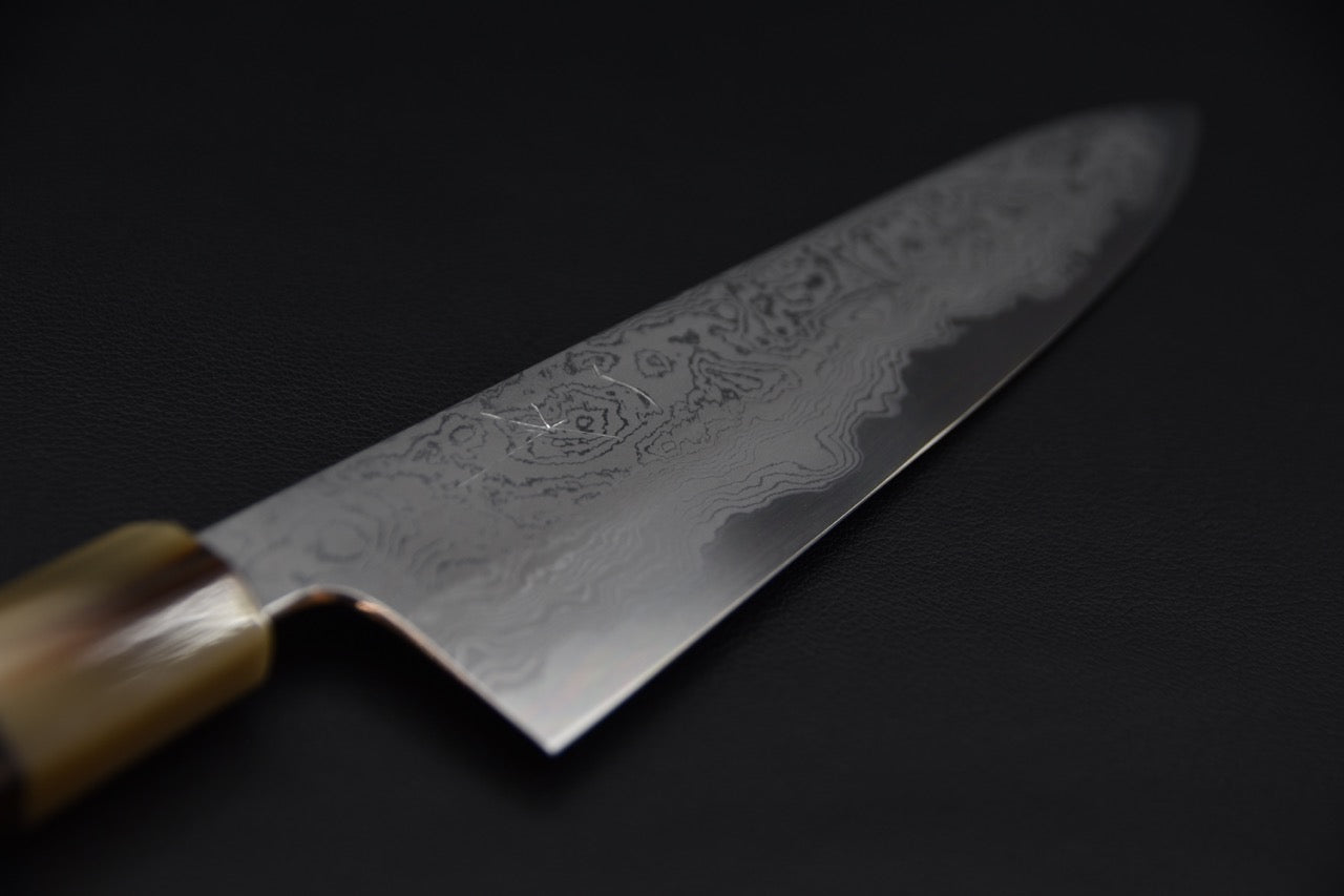 Hitohira Tanaka Kyuzo Aogami #1 Damascus Gyuto 240mm Ébène de Macassar Taihei