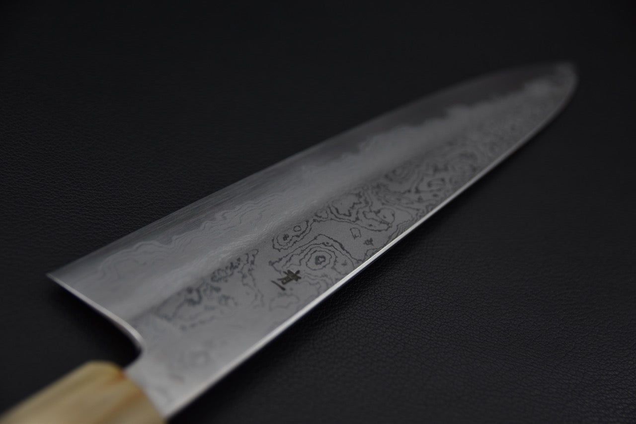 Hitohira Tanaka Kyuzo Aogami #1 Damascus Gyuto 240mm Ébène de Macassar Taihei