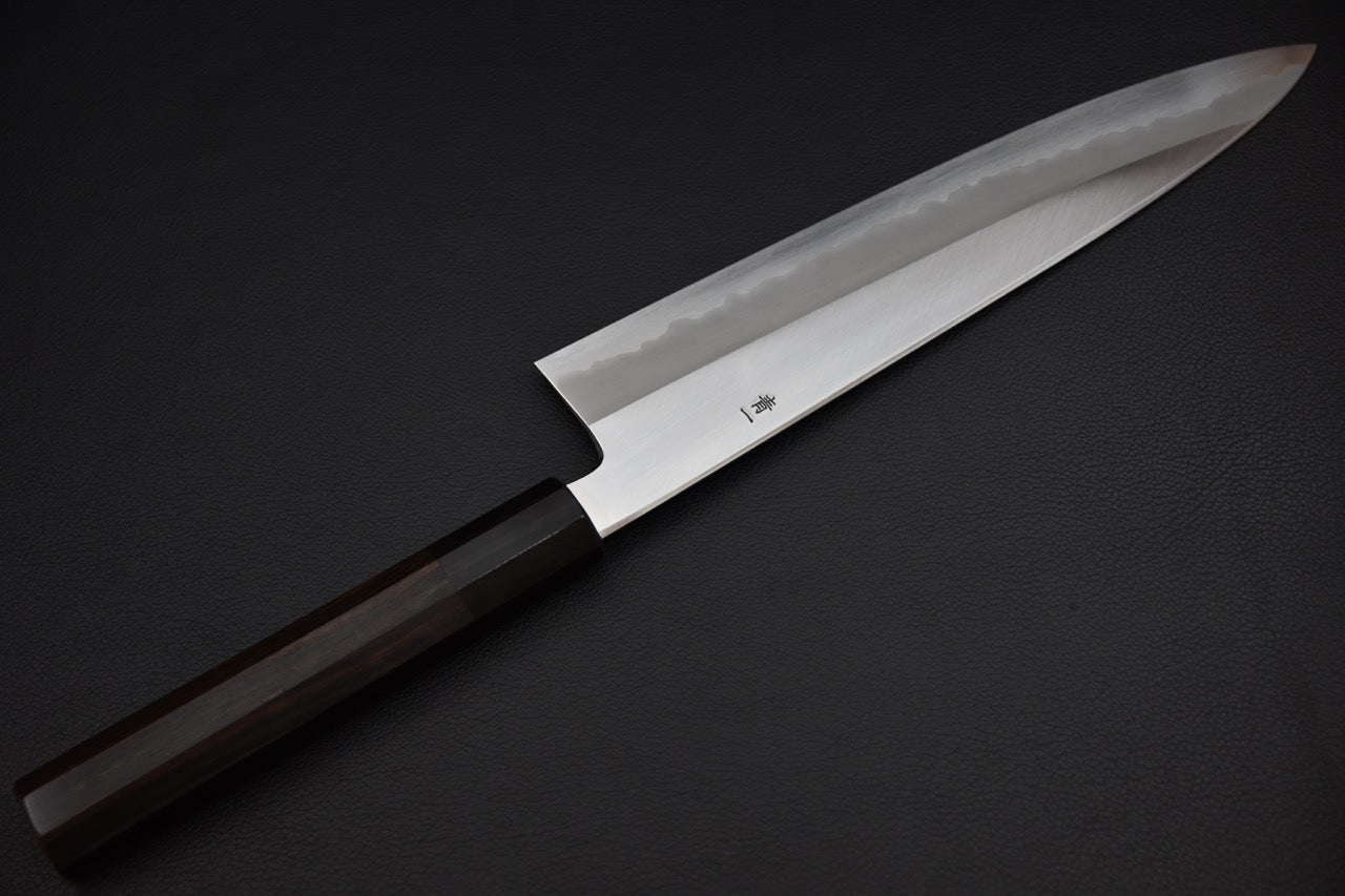 Hitohira Tanaka Kyuzo Aogami #1 Gyuto 240mm Taihei Makassar Ébène