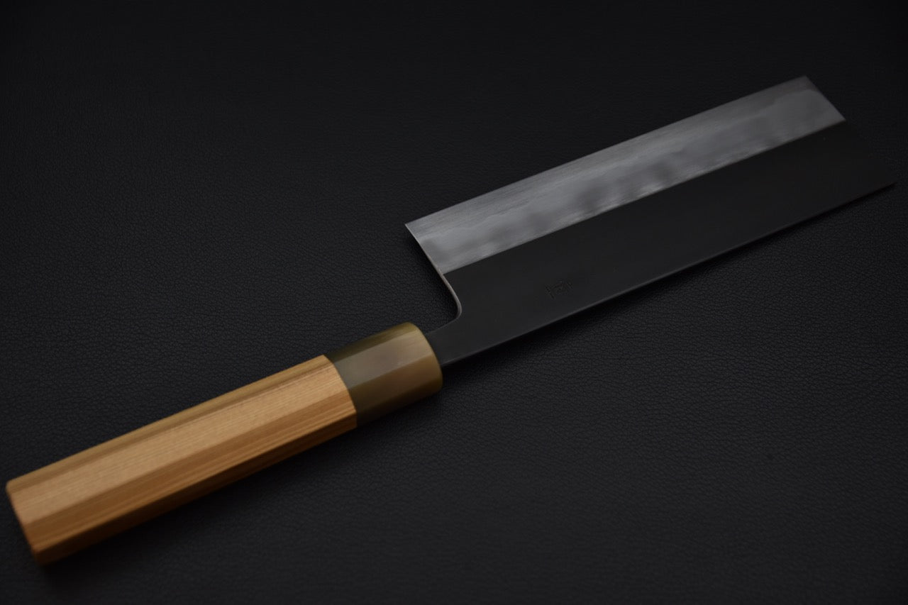 Hitohira Tanaka Kyuzo Aogami #1 Kurouchi Nakiri 180mm Cèdre Yakusugi (Kaku)