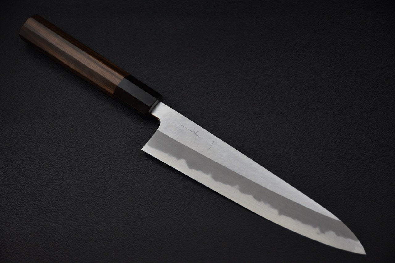 Couteau Gyuto Hitohira Tanaka Kyuzo avec lame en acier Aogami #1 et manche en bois d'ébène