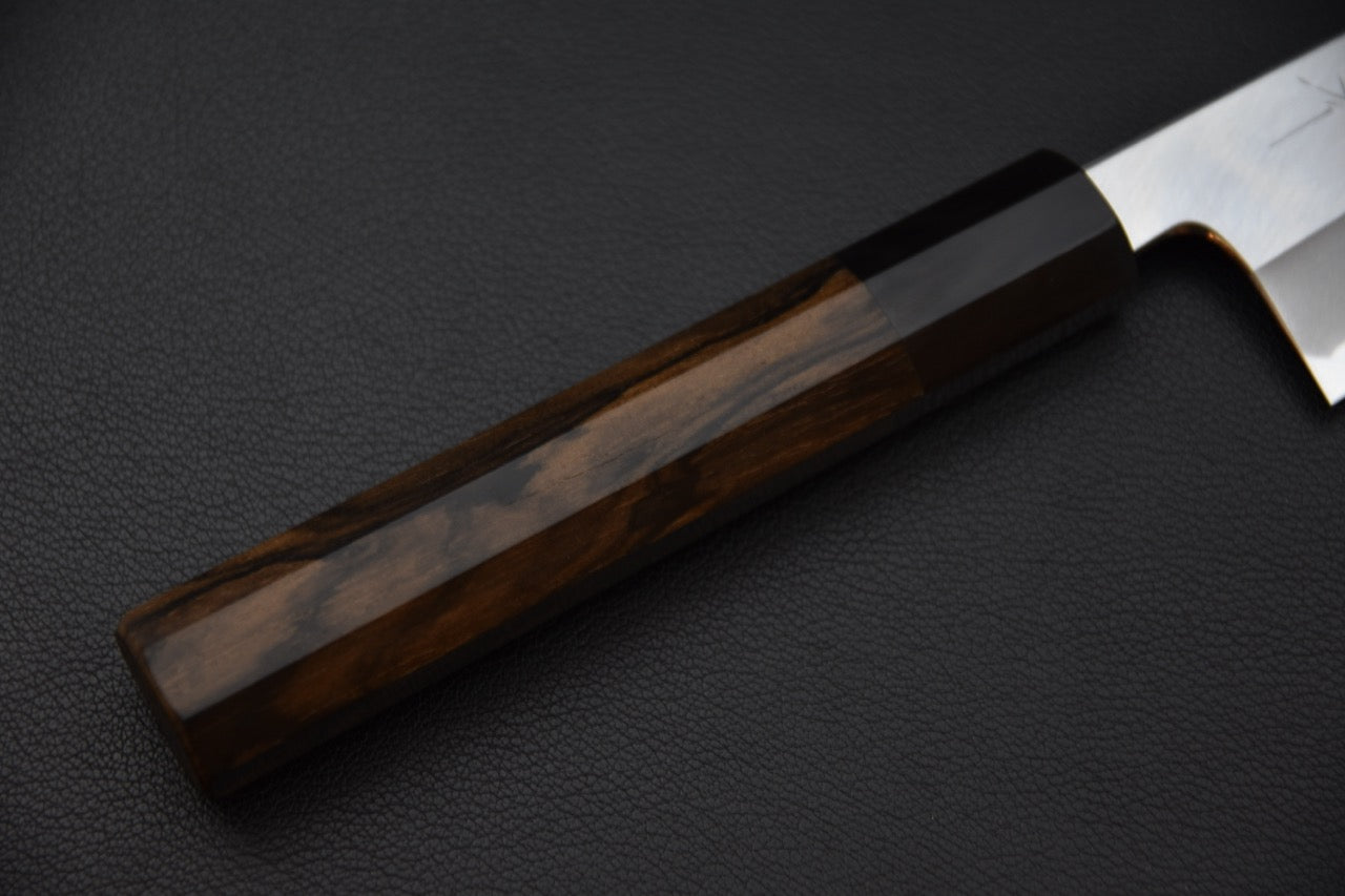 Manche octogonal en bois de ziricote du couteau japonais Kiritsuke Gyuto — Stay Sharp Montréal.