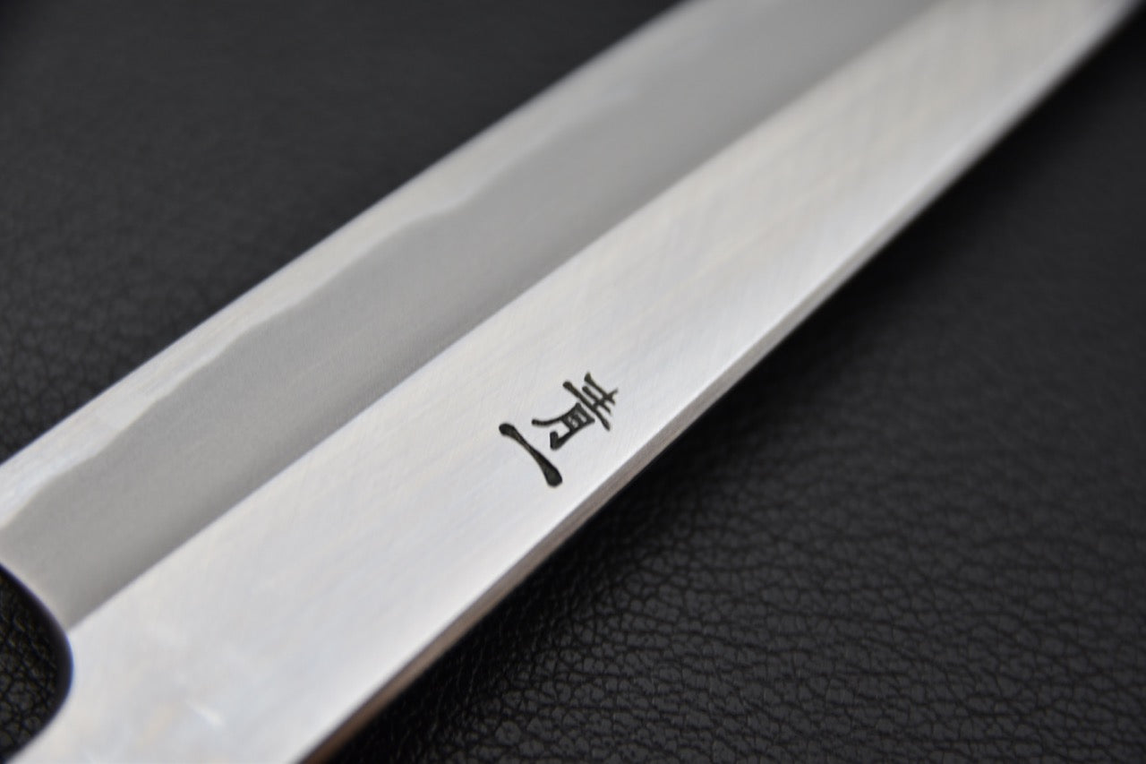 couteau japonais jonction lame et manche en bois de ziricote

