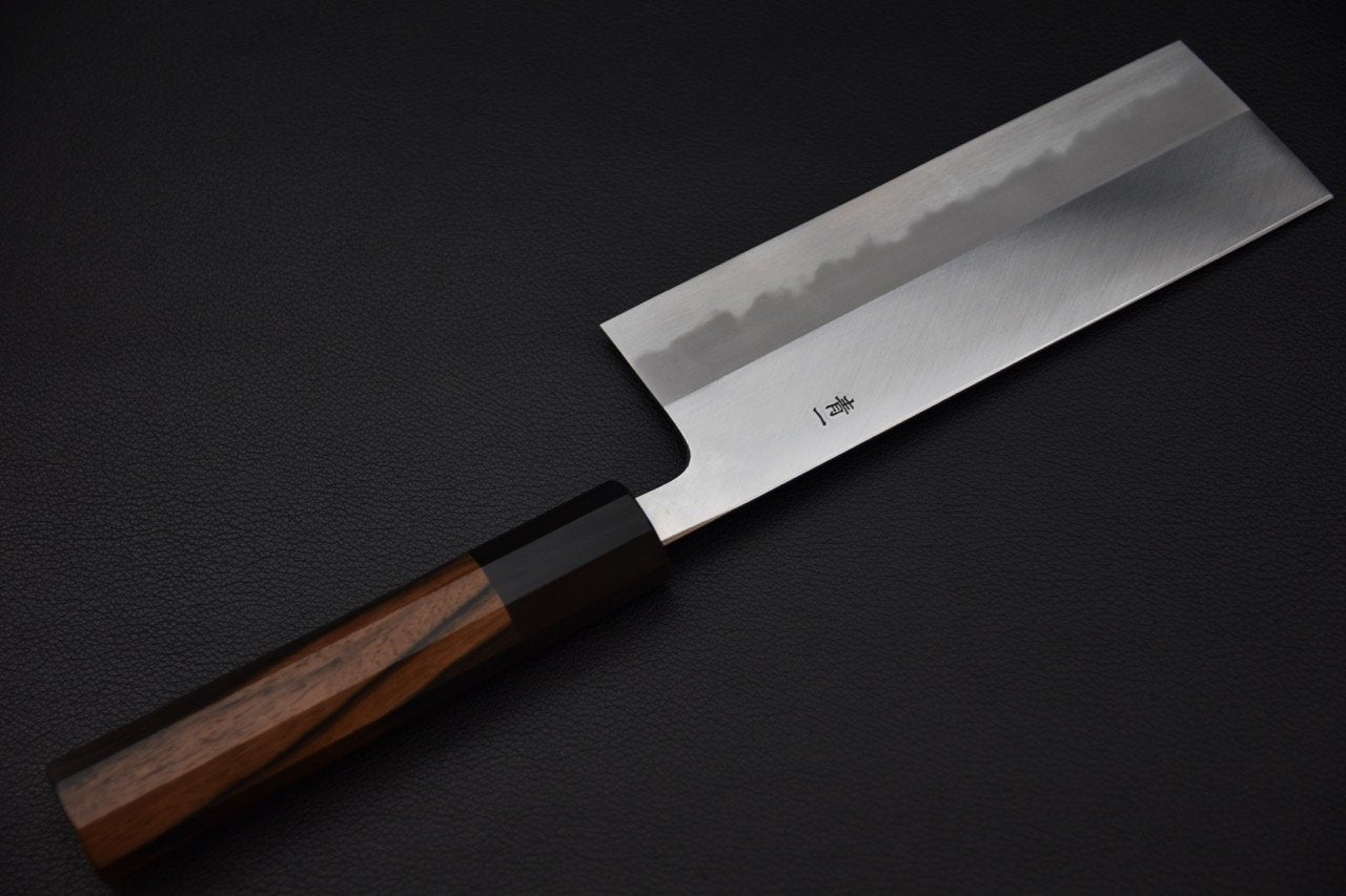 Couteau japonais Nakiri avec lame en acier Aogami et manche en ébène de macassar