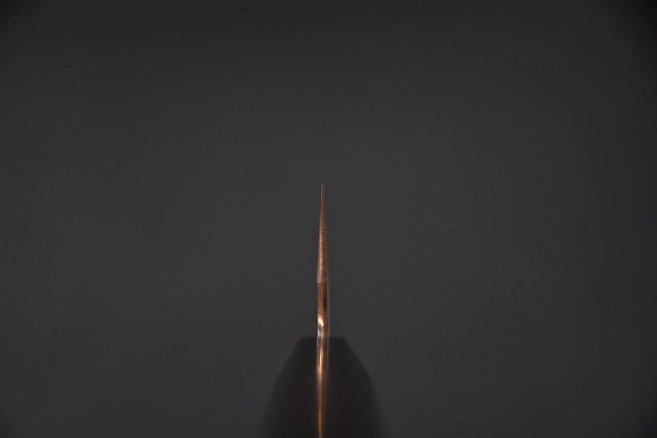 Vue de face de la lame montrant le biseau ultra fin.