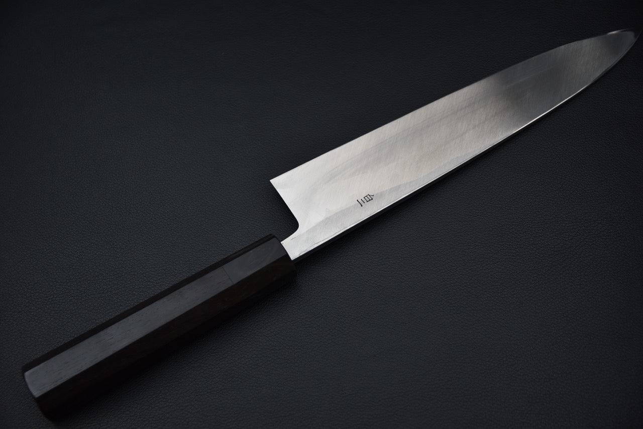 Hitohira Tanaka Manzo Shirogami #2 Mioroshi Deba 240mm Ebony