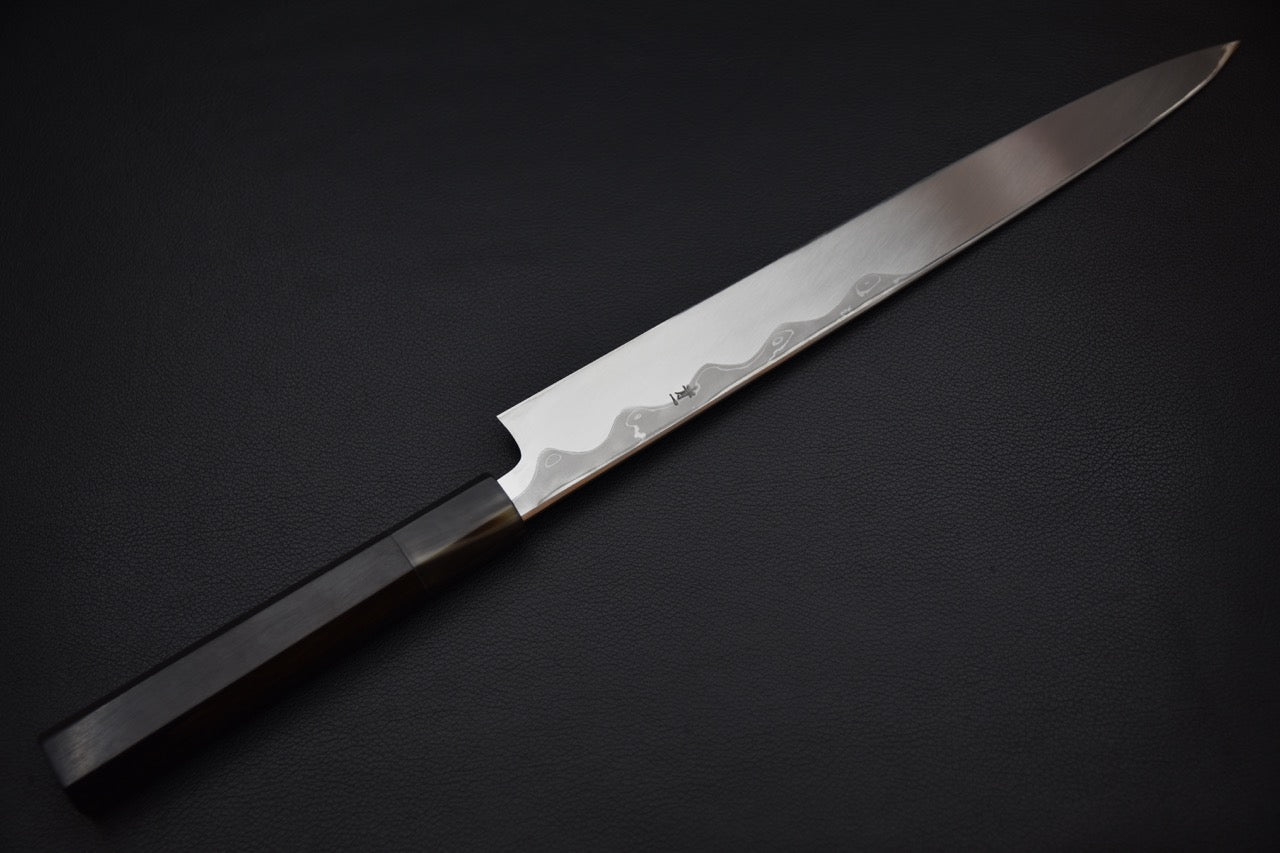 Hitohira Tanaka Mosuke Aogami #1 Damascus Yanagiba 300mm Ebony