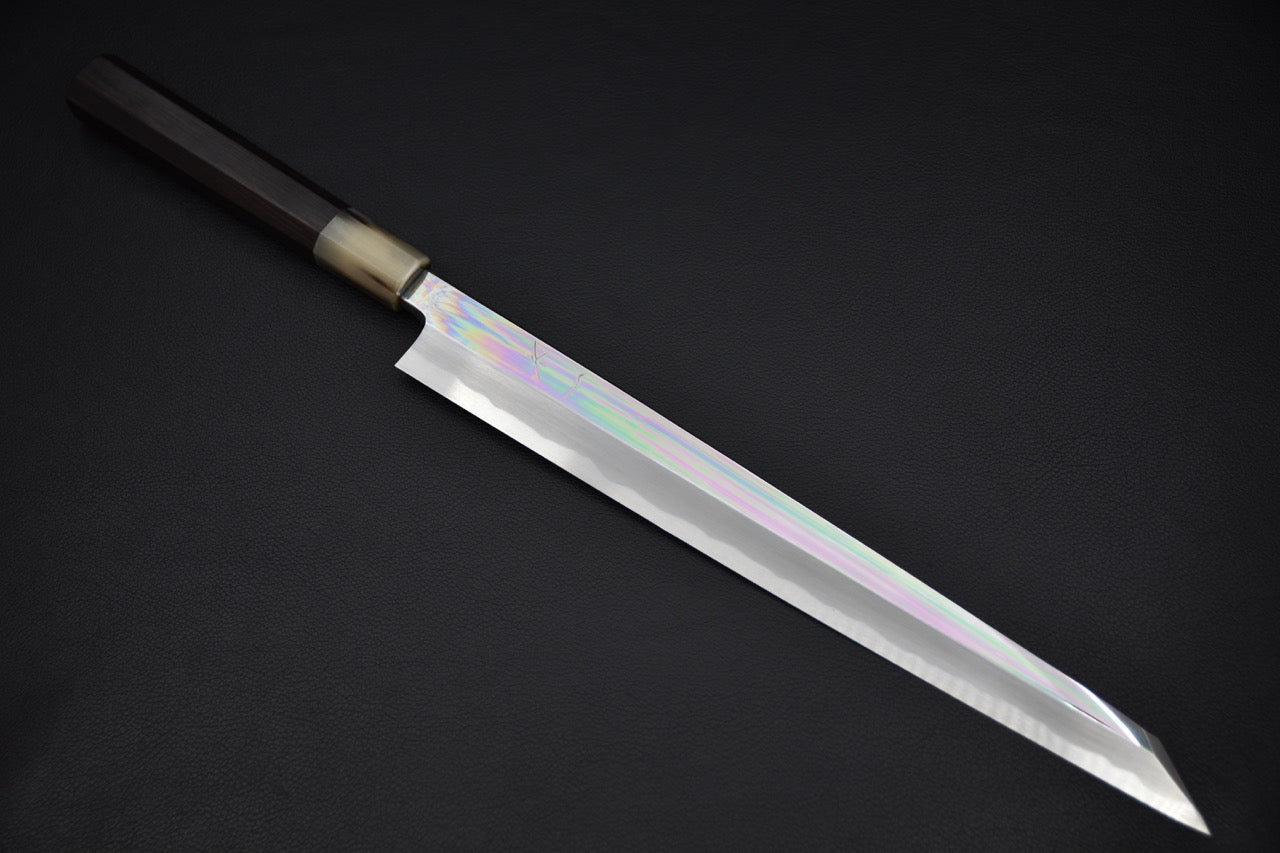 Hitohira Tanaka Mosuke Aogami #1 Mirror Polish Kiritsuke Yanagiba 300mm Ebony