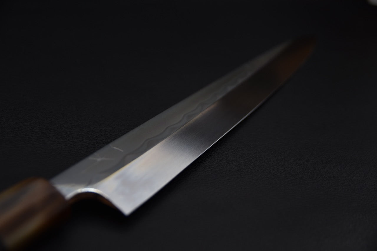 Hitohira Togashi Aogami #1 Tanryumon Mizu Honyaki Yanagiba 330mm Taihei Macassar Ebony