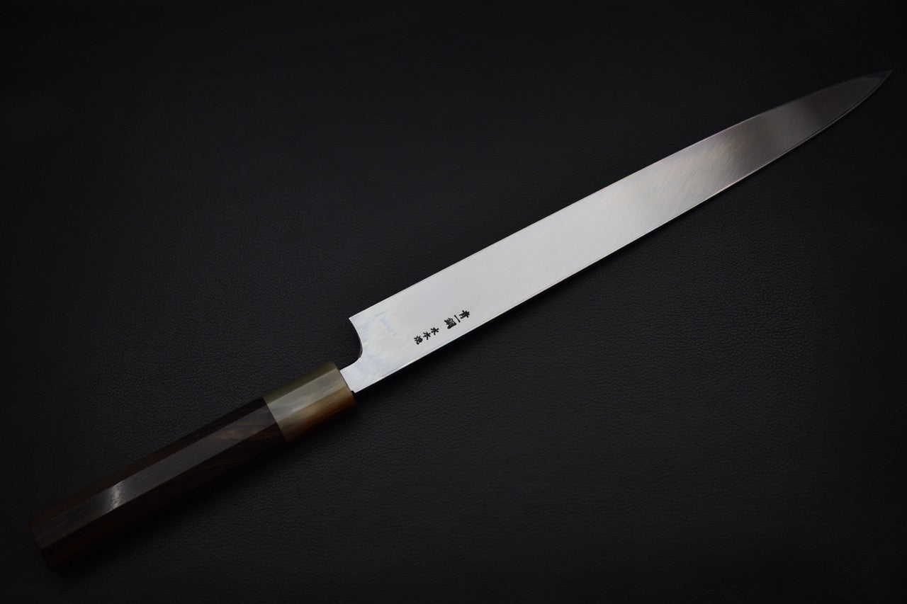Hitohira Togashi Aogami #1 Tanryumon Mizu Honyaki Yanagiba 330mm Taihei Ebony