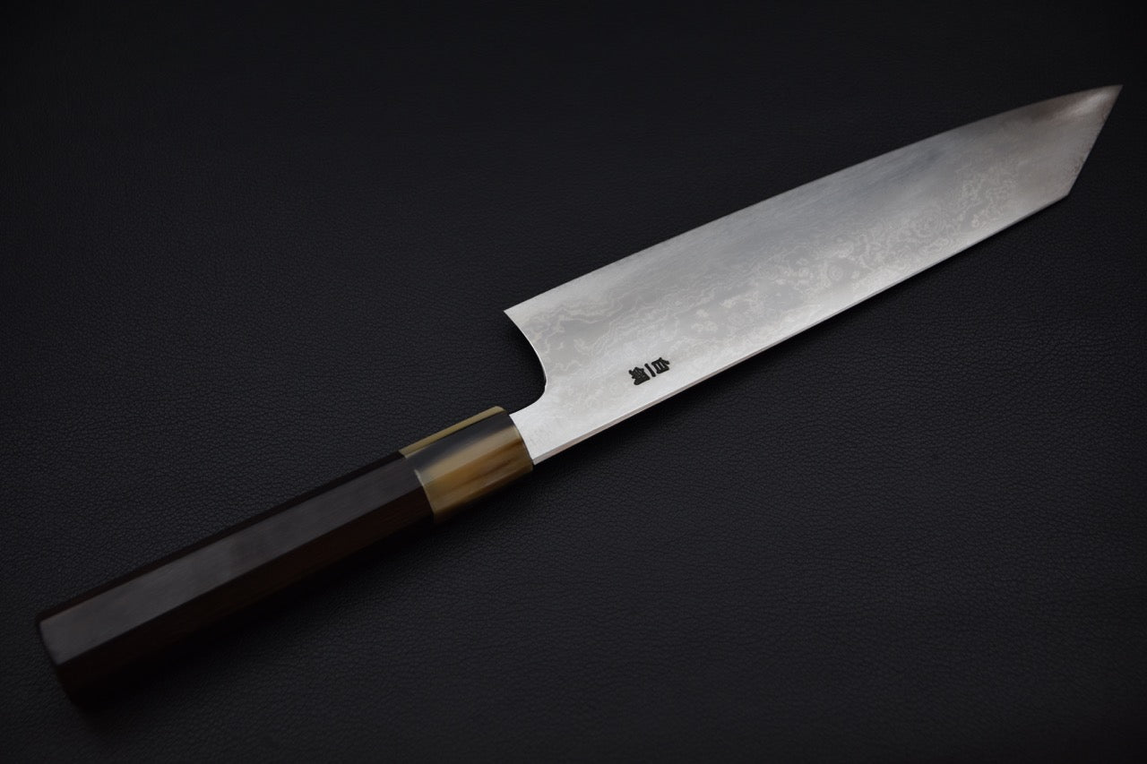 Hitohira Togashi Shirogami #1 Damascus Kiritsuke Gyuto 240mm Ébène