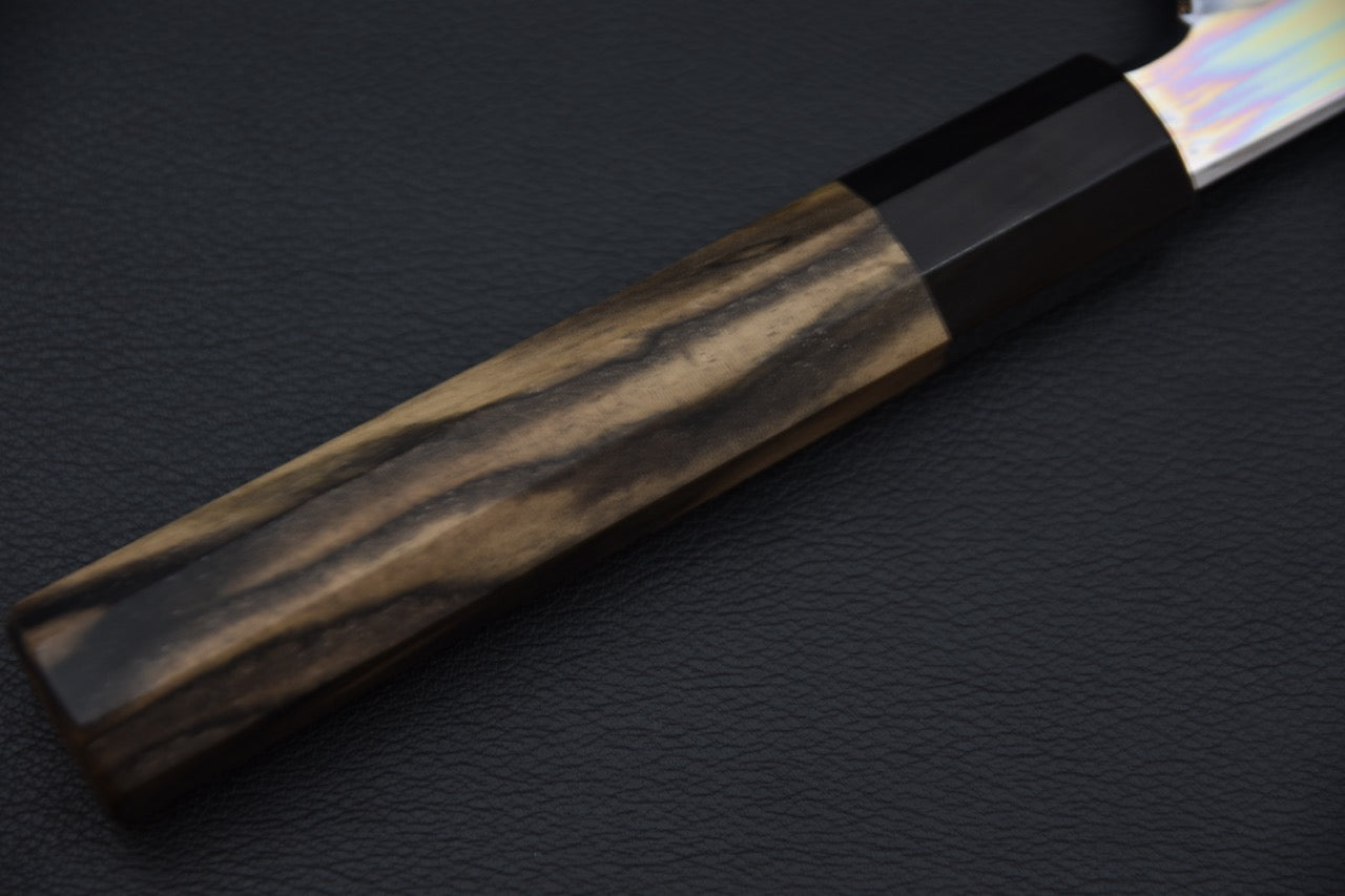 Hitohira Togashi Shirogami #1 Mizu Honyaki Gyuto 240mm Kurokaki Persimmon (#85)