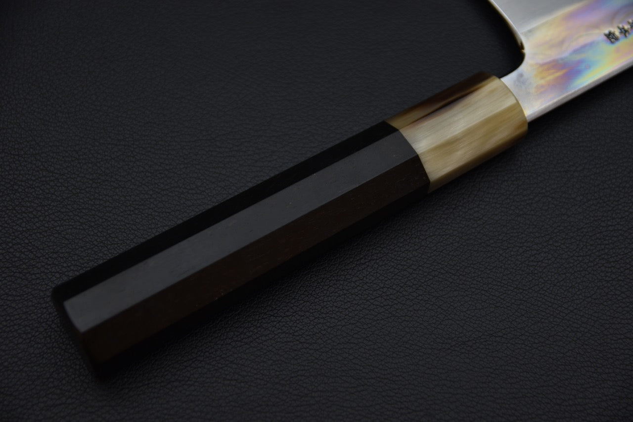 Hitohira Togashi Shirogami #1 Mizu Honyaki Kiritsuke Gyuto 240mm Taihei Ebony (#078)