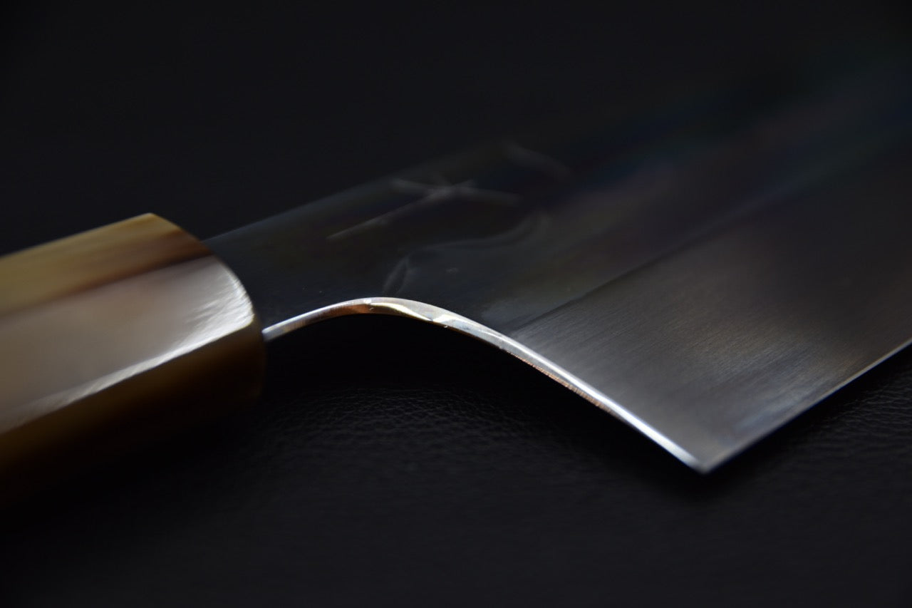 Hitohira Togashi Shirogami #1 Mizu Honyaki Kiritsuke Gyuto 240mm Taihei Ebony (#078)