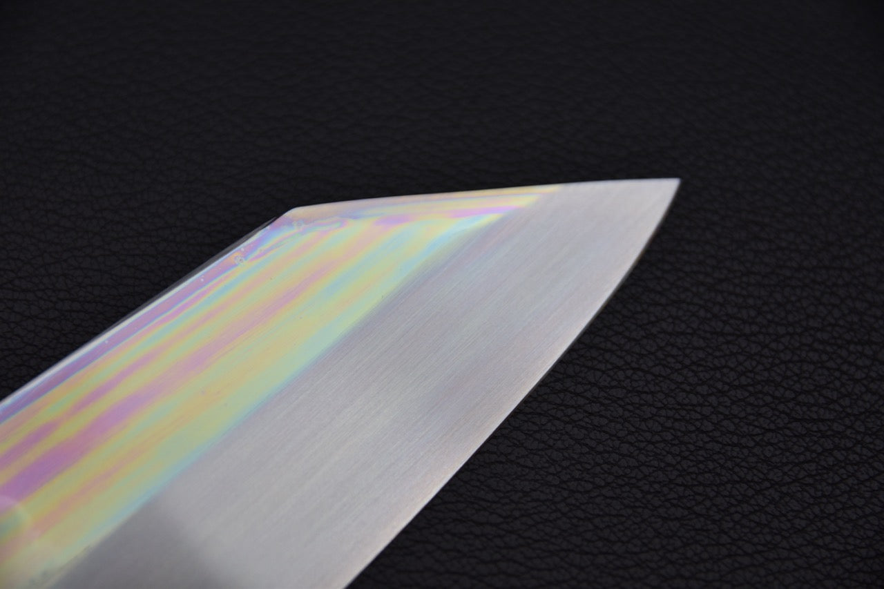 Hitohira Togashi Shirogami #1 Mizu Honyaki Kiritsuke Gyuto 240mm Taihei Ebony (#078)