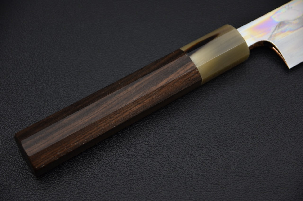 Hitohira Togashi Shirogami #1 Mizu Honyaki Yanagiba Sakimaru 330mm Taihei Ebony