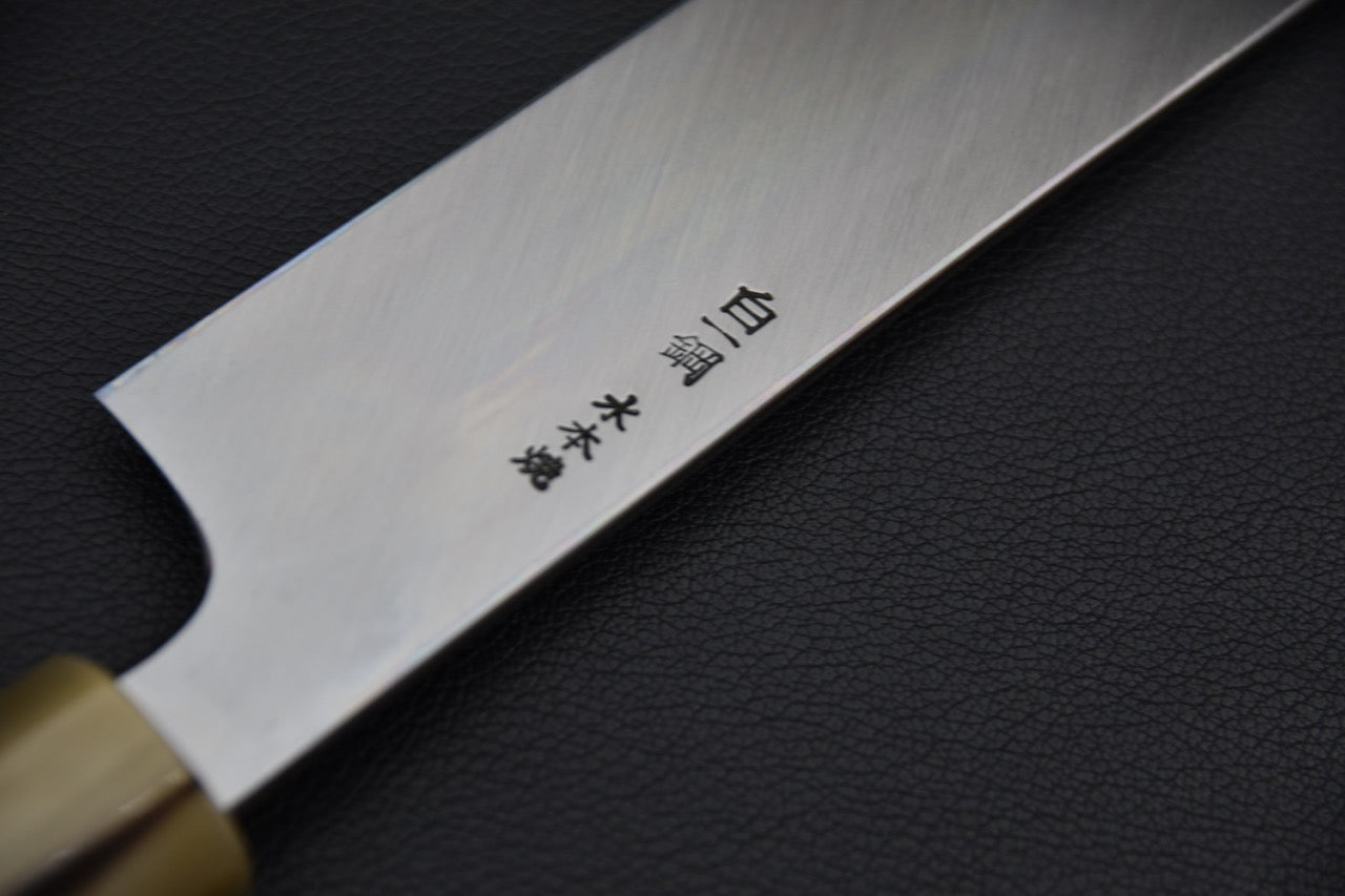 Hitohira Togashi Shirogami #1 Mizu Honyaki Yanagiba Sakimaru 330mm Taihei Ebony