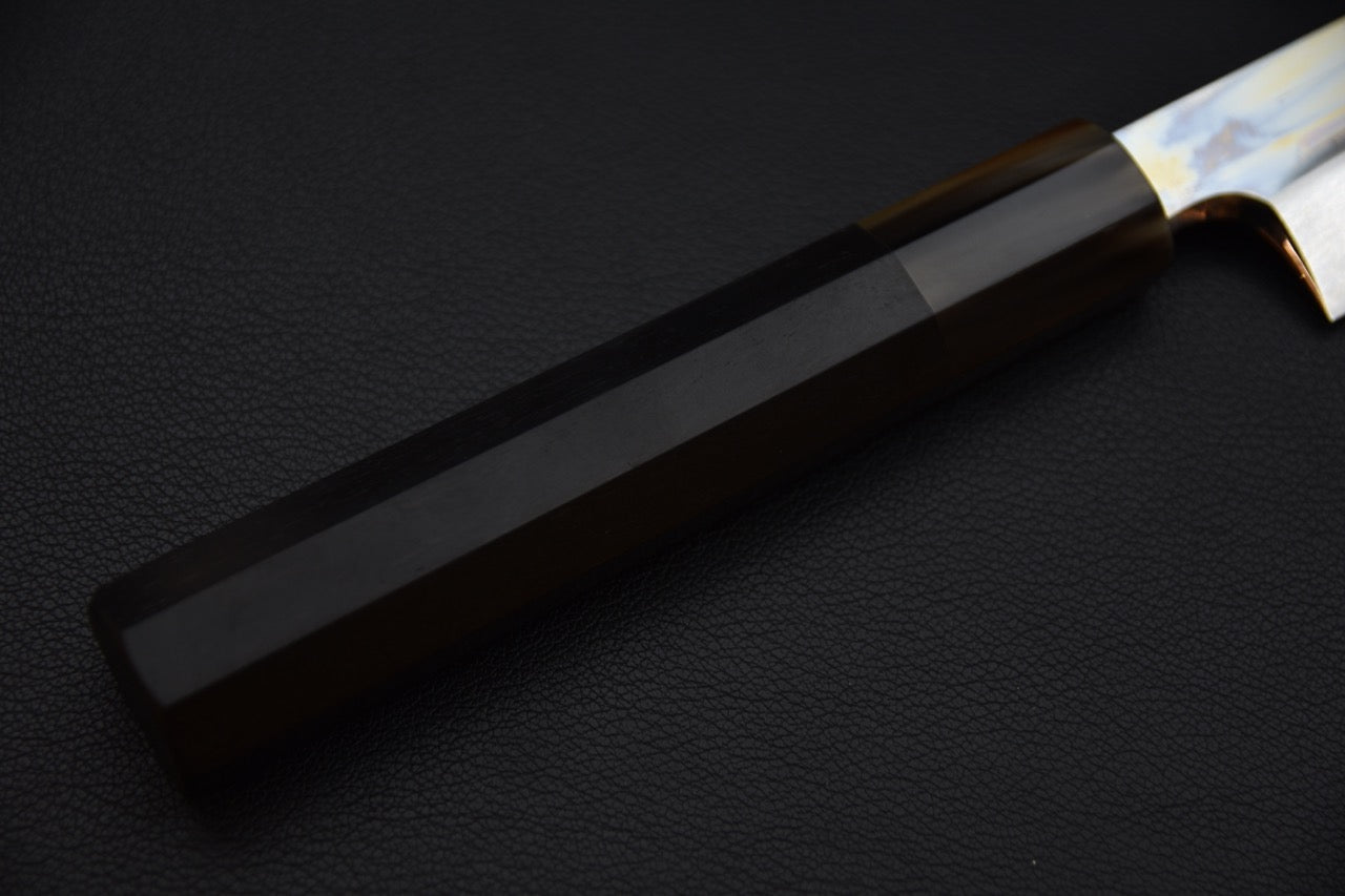 Hitohira Togashi Shirogami #1 Notaremon Mizu Honyaki Yanagi Sakimaru 300mm Taihei Macassar Ebony