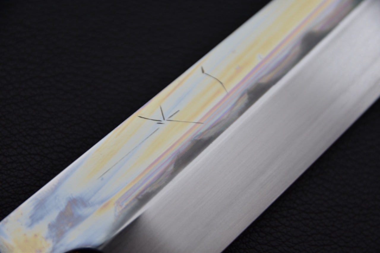 Hitohira Togashi Shirogami #1 Notaremon Mizu Honyaki Yanagi Sakimaru 300mm Taihei Macassar Ebony