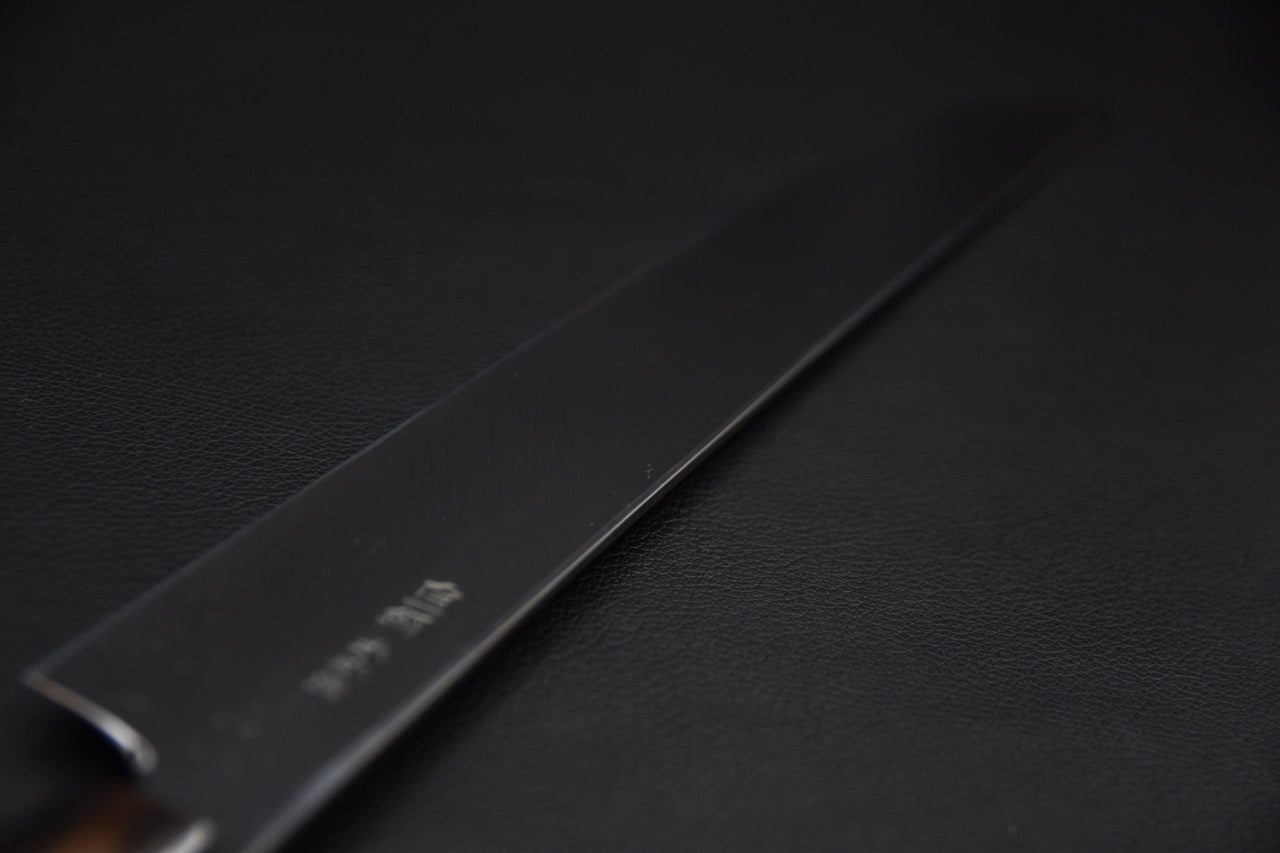 Hitohira Togashi Shirogami #1 Notaremon Mizu Honyaki Yanagiba Sakimaru 300mm Taihei Ebony