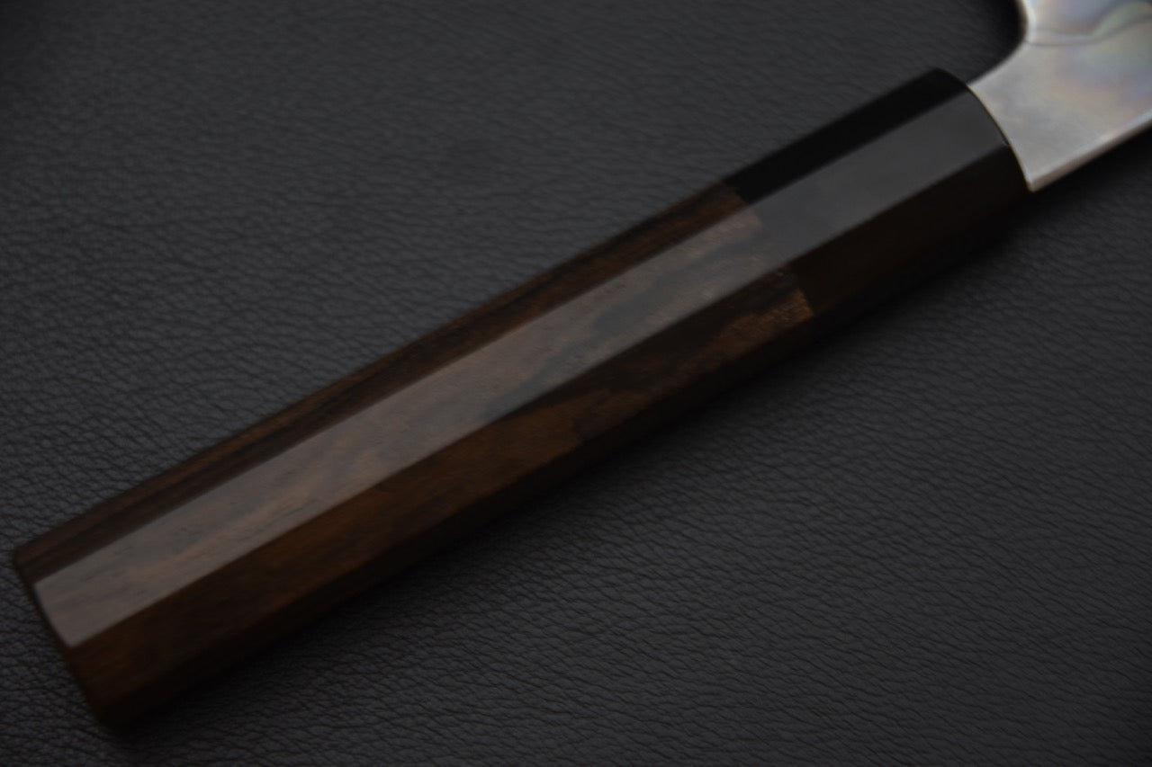 Manche octogonal en bois de Ziricote poli du couteau japonais